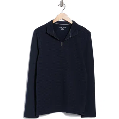 Perry Ellis Ottoman Textured Half Zip Pullover In Blue
