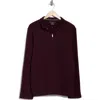 Perry Ellis Ottoman Textured Half Zip Pullover In Burgundy