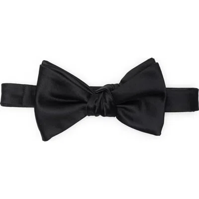 Perry Ellis Oversized Pre-tied Satin Bow Tie In Black