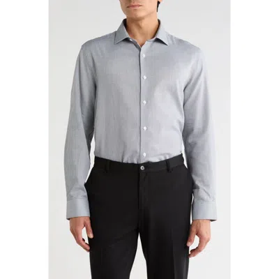 Perry Ellis Parallel Textured Twill Button-up Shirt In Gray