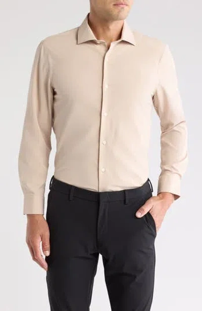 Perry Ellis Performance Tech Solid Shirt In Taupe