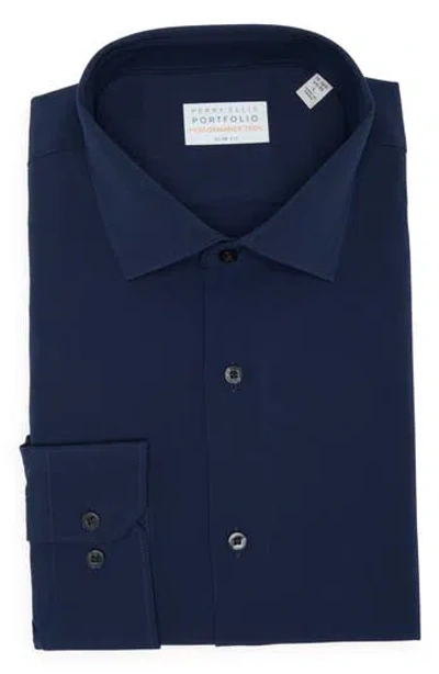 Perry Ellis Performance Tech Solid Shirt In True Navy