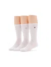 Perry Ellis Portfolio Men's 3 Pack Casual Luxe Rib Logo Crew Socks In White