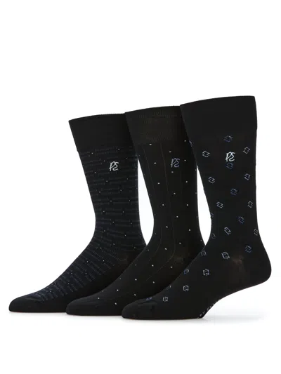 Perry Ellis Portfolio Men's 3-pack Neats Patterned Dress Socks In Gray