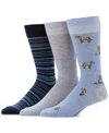 Perry Ellis Portfolio Men's 3-pk. Novelty Crew Socks In Dog Novelty