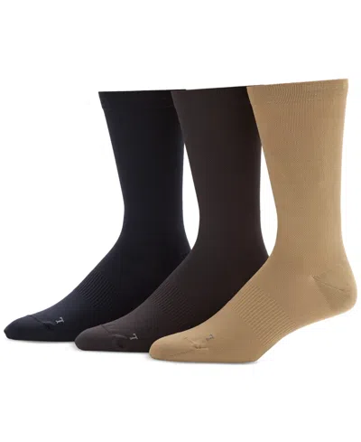 Perry Ellis Portfolio Men's 3-pack Pique Flat Socks In Beige,brown,black