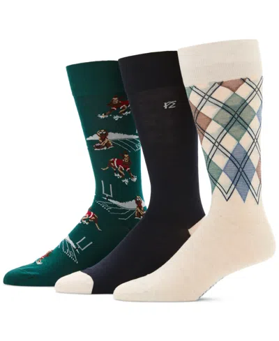 Perry Ellis Portfolio Men's 3pk. Mixed Patterned Socks In Multi