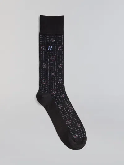 Perry Ellis Portfolio Men's Bamboo Blend Medallion Socks In Anthracite