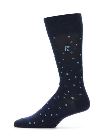 Perry Ellis Portfolio Men's Bamboo Modern Dot Patterned Socks In Blue