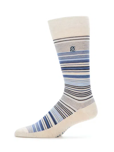 Perry Ellis Portfolio Men's Bamboo Viscose Variegated Stripe Socks In White