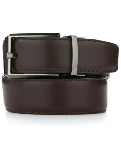 Perry Ellis Portfolio Men's Box Reversible Shine Dress Belt In Brown