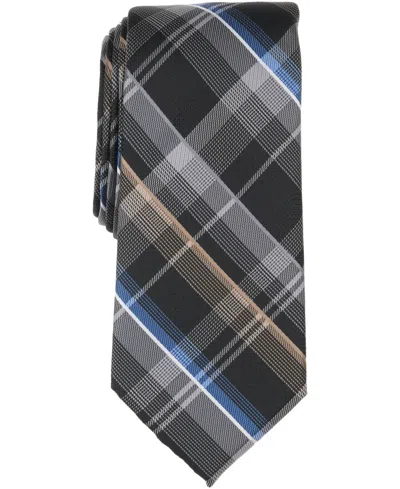 Perry Ellis Portfolio Men's Brody Plaid Pattern Classic Tie In Black