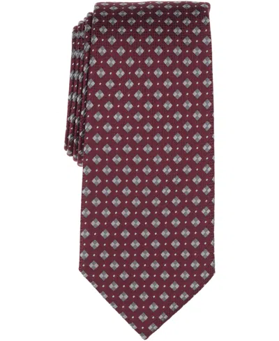 Perry Ellis Portfolio Men's Cain Neat Pattern Classic Tie In Burgundy