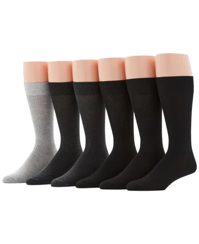 Perry Ellis Portfolio Men's Casual Rib Crew Socks - Pack Of 6 In Multi
