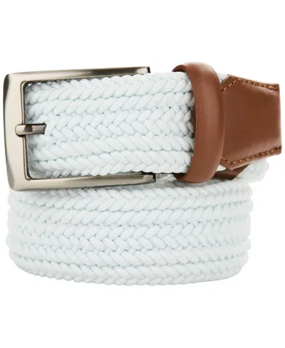 Perry Ellis Portfolio Men's Channel Braided Stretch Belt In White