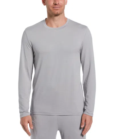 Perry Ellis Portfolio Men's Deluxe Touch Knit Crewneck Shirt In Light Gray