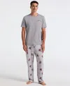 Perry Ellis Portfolio Men's Deluxe Snowboard Santa Print Sleep Pants In Gray