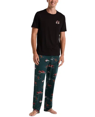Perry Ellis Portfolio Men's Deluxe Touch Snow Day Print Pajama Pants In Black