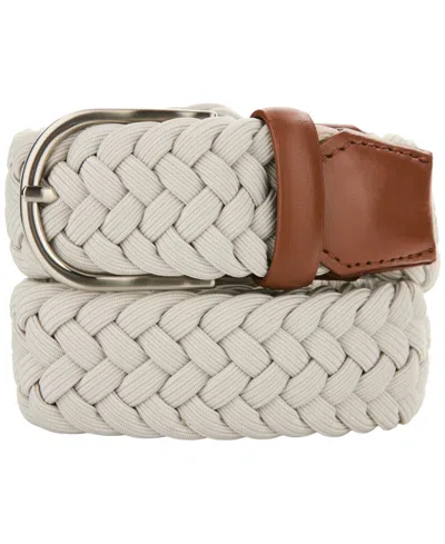 Perry Ellis Portfolio Men's Elevated Solid Dress Belt In White