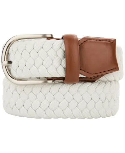Perry Ellis Portfolio Men's Elevated Solid Dress Belt In White