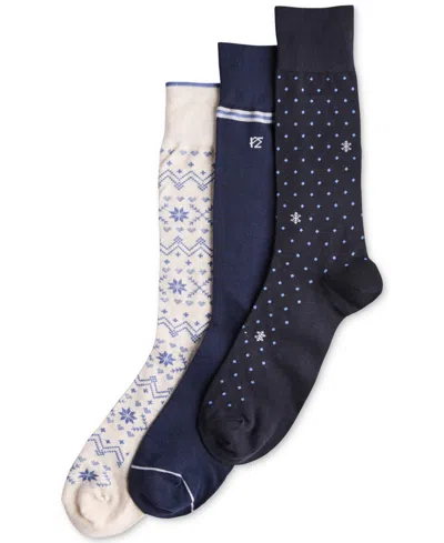 Perry Ellis Portfolio Men's Fair Isle Flat-knit Crew Socks, 3-pack In 3pack Fair Isle Flat Knit Polka Dots
