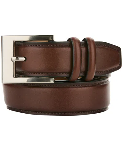 Perry Ellis Portfolio Men's Fine Leather Burnish Belt In Brown
