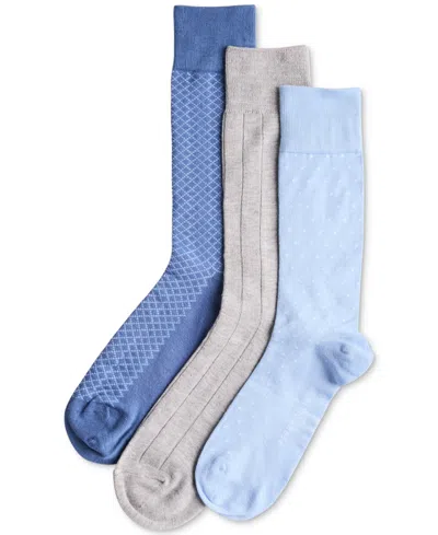 Perry Ellis Portfolio Men's Fine Pindot Mix Crew Socks, 3-pack In Pindot,allover Mix