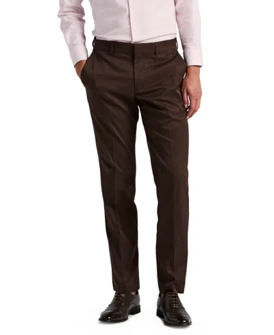 Perry Ellis Portfolio Men's Flat Front Modern-fit Dress Pants In Brown