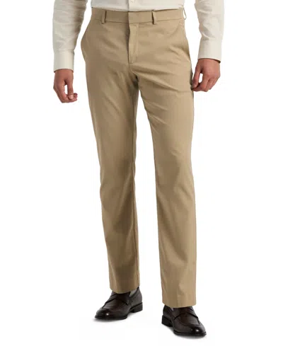 Perry Ellis Portfolio Men's Flat Front Modern-fit Dress Pants In Brown