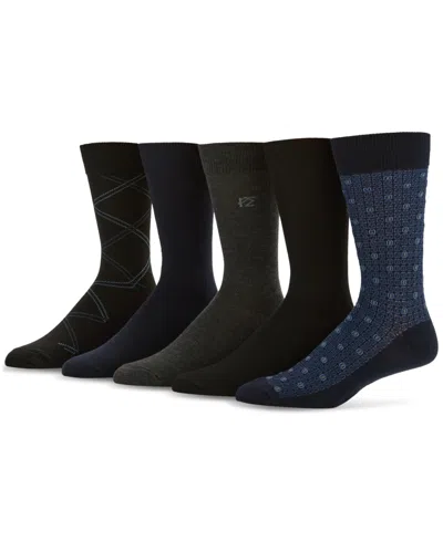 Perry Ellis Portfolio Men's Flat Knit Dress Crew Socks, 5-pack