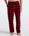 Perry Ellis Portfolio Men's Fleece Buffalo Plaid Print Sleep Pants In Red