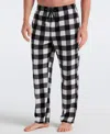 Perry Ellis Portfolio Men's Fleece Buffalo Plaid Print Sleep Pants In Black