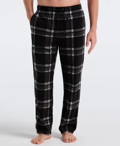 Perry Ellis Portfolio Men's Fleece Plaid Pants In Black