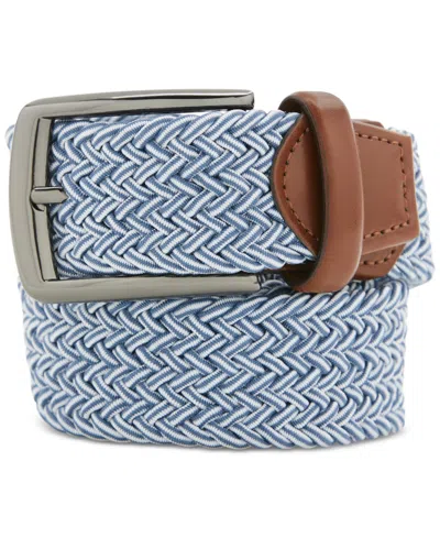 Perry Ellis Portfolio Men's Happy Blue Stretch Woven Belt In Lite Blue