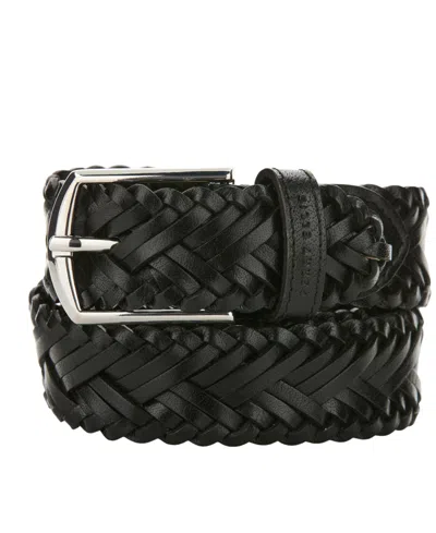 Perry Ellis Portfolio Men's Herringbone Braid Leather Belt In Black