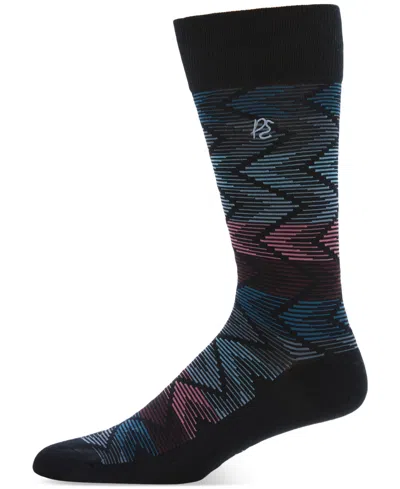 Perry Ellis Portfolio Men's Herringbone Socks In Black