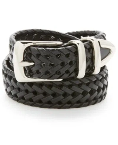 Perry Ellis Portfolio Men's Leather Braided Belt In Black