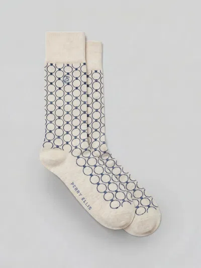 Perry Ellis Portfolio Men's Medallion Pattern Socks Pants In Cream Heather,beige