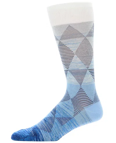 Perry Ellis Portfolio Men's Ombre Striped Argyle Patterned Socks In Blue