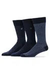 Perry Ellis Portfolio Men's Patterned Bamboo Blend 3-pack Socks In Blue