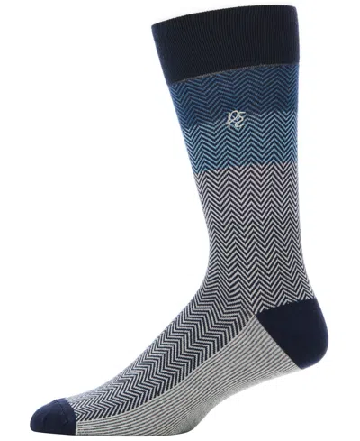 Perry Ellis Portfolio Men's Patterned Chevron Block Crew Socks In Gray