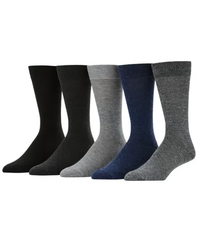Perry Ellis Portfolio Men's Patterned Flat Knit Sole Logo Crew Socks, 5-pack In Gray