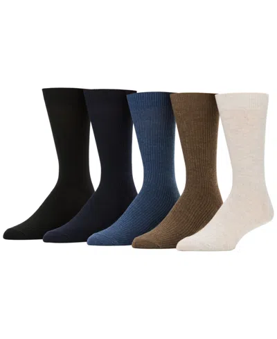 Perry Ellis Portfolio Men's Patterned Flat Knit Sole Logo Crew Socks, 5-pack In Multi