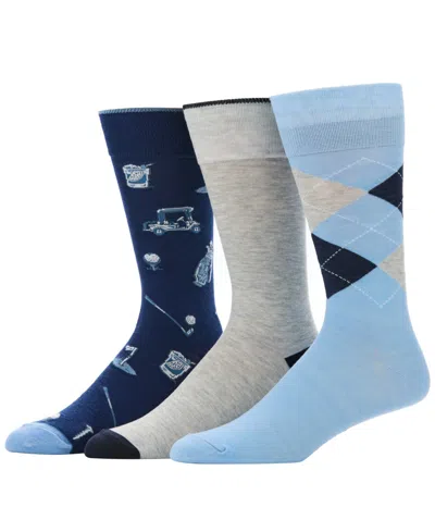 Perry Ellis Portfolio Men's Patterned Golf Socks, 3-pack In Multi