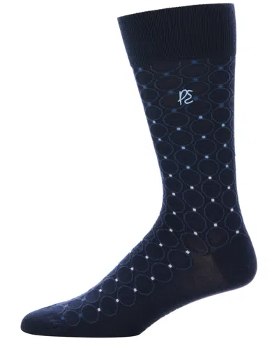 Perry Ellis Portfolio Men's Patterned Medallion Crew Socks In Blue