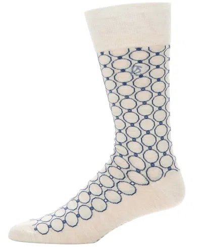 Perry Ellis Portfolio Men's Patterned Medallion Crew Socks In Neutral