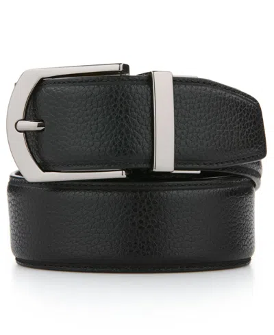 Perry Ellis Portfolio Men's Pebble Reversible Leather Dress Belt In Black