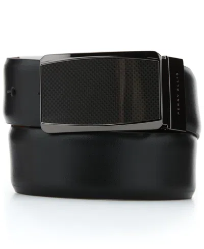 Perry Ellis Portfolio Men's Plaque Reversible Belt In Black