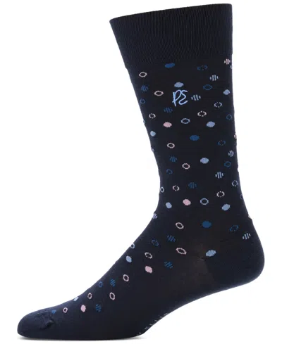 Perry Ellis Portfolio Men's Polka Dot Crew Socks In Dk Sapphir