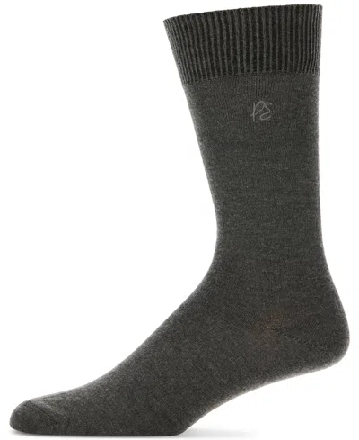 Perry Ellis Portfolio Men's Portfolio Flat Knit Logo Dress Socks In Dark Grey